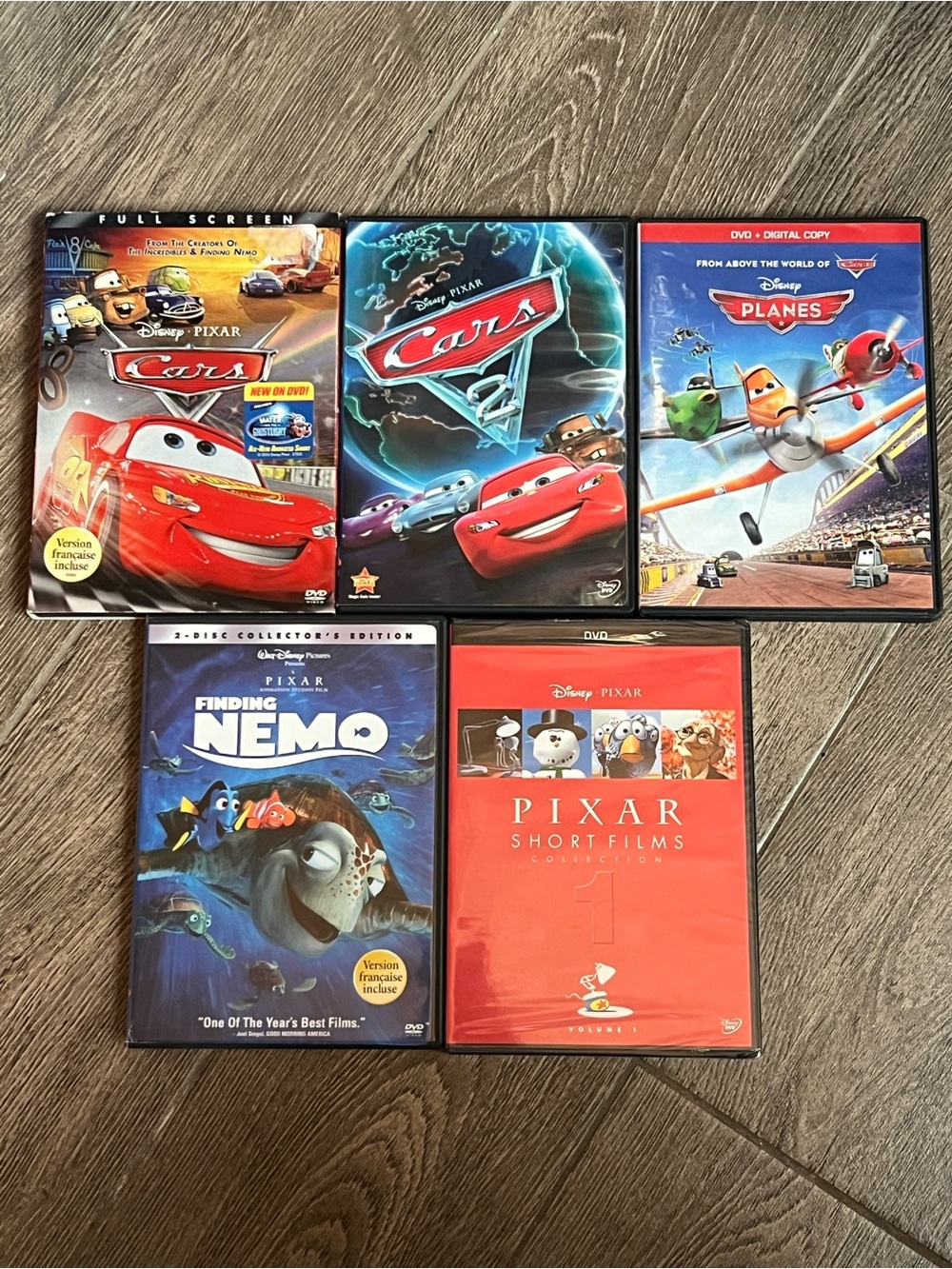 Disney Pixar DVD Lot of 5 Cars Cars 2 Planes Finding Nemo Pixar Short Films